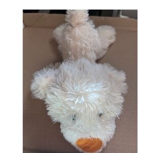 Greenbrier International Cream Shaggy Plush Dog Stuffed Animal Orange Nose Toy